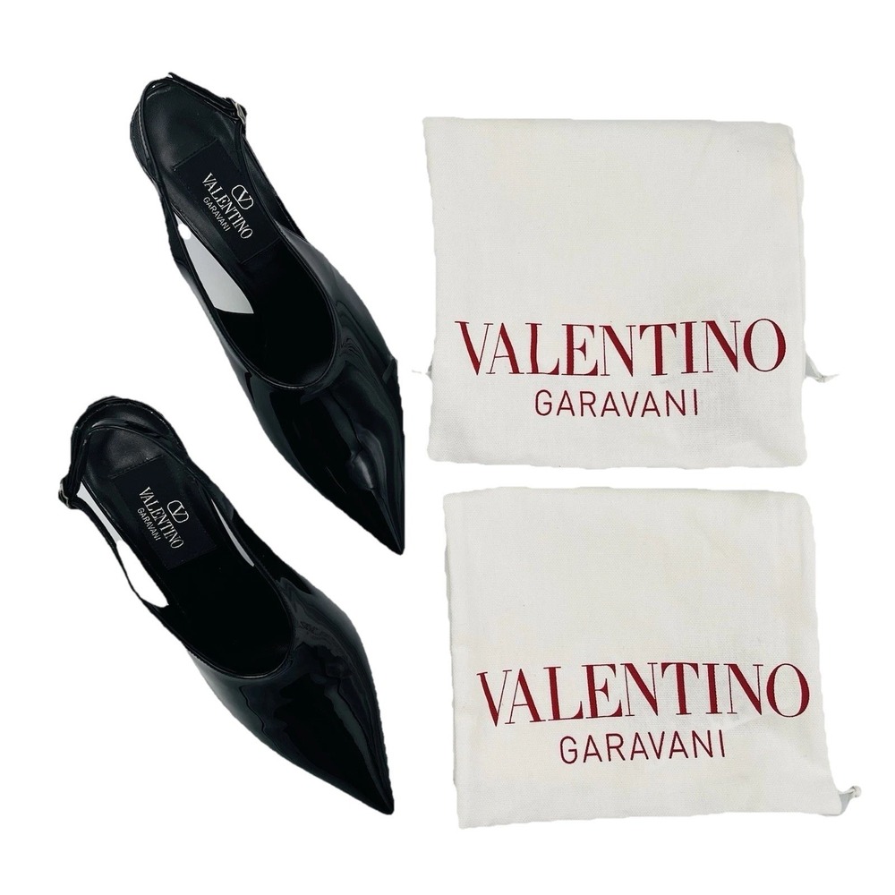 Valentino Garavani Le Salon Nero Patent Leather Slingback Pump Size 38 US 8 - Picture 3 of 9